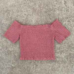 Wild Fable Pink Crinkle Off the Shoulder Top (S) NWT